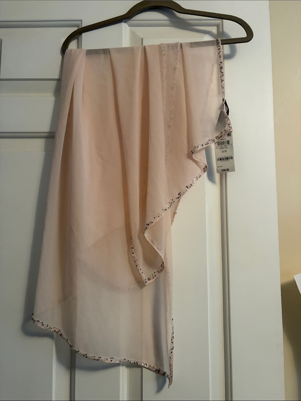 INC International Concepts Light Pink Asymmetric Sequin-Trim Wrap